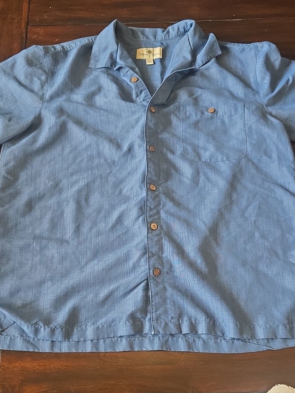 Men's Casual Island Shores Size XL Blue Button-Up Shirt